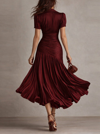 Retro striped midi dress for women view 9