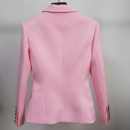 Gold button blazer, fabric detail