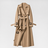 Ileana long belted trench coat, front view