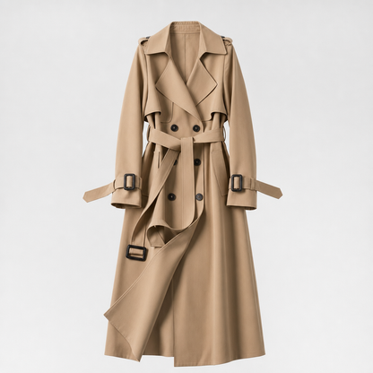 Long belted trench coat in khaki
