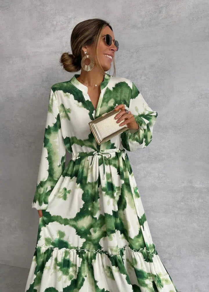 Tie-dye long sleeve maxi dress