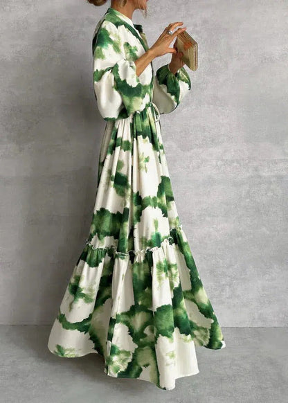 Tie-dye tiered maxi dress front view
