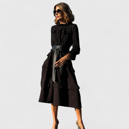 Delaney | Ruffle Midi Dress Long Sleeve