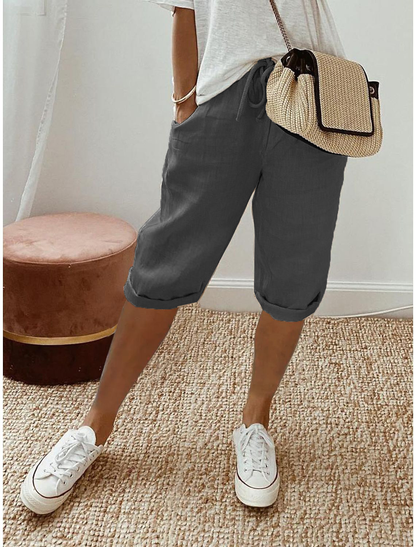 Nicole | Casual Flowy Drawstring Capri Pants