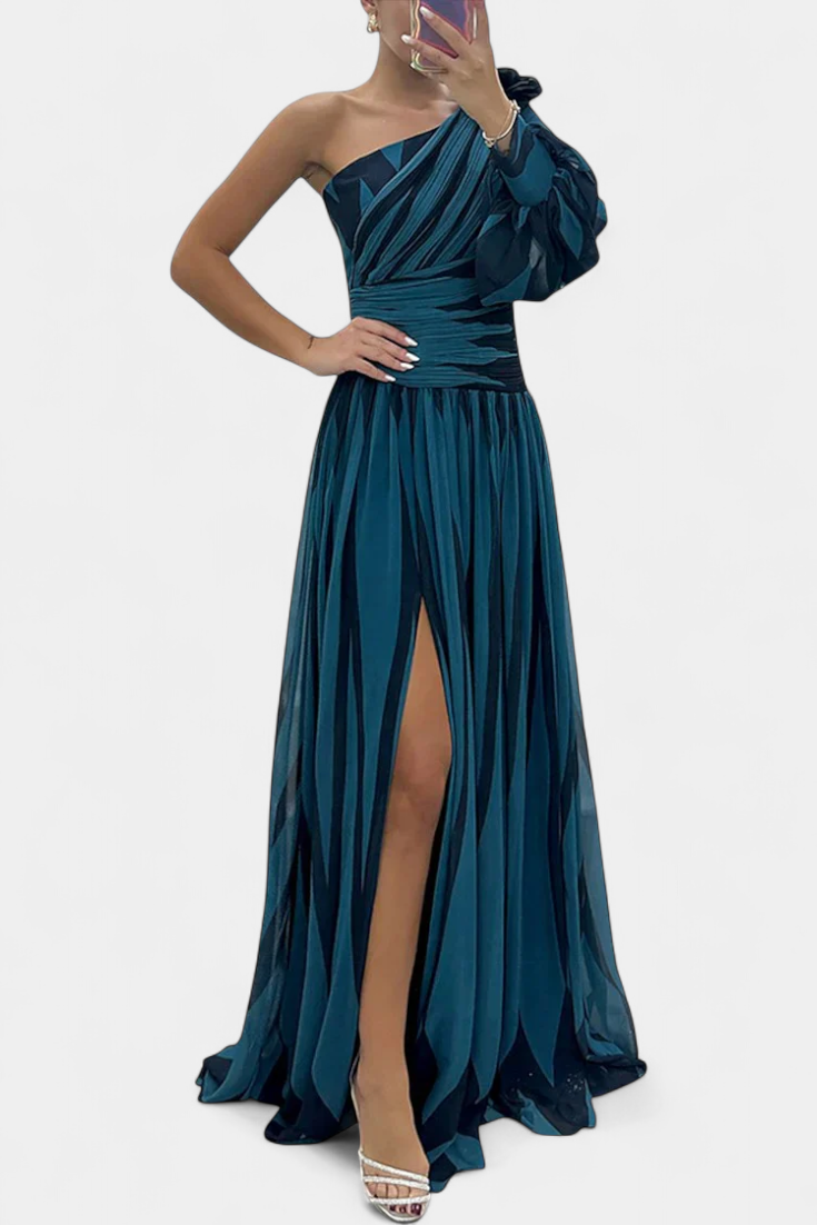 Orlena | One Shoulder Striped Maxi Dress
