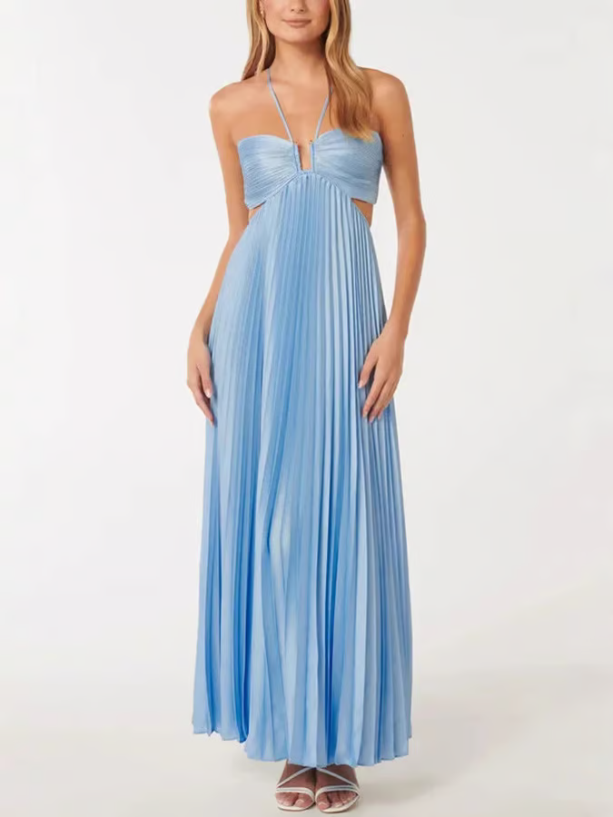 Ophelia | Wedding Guest Halter Maxi Dress