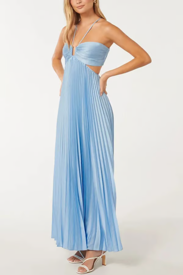 Ophelia | Wedding Guest Halter Maxi Dress