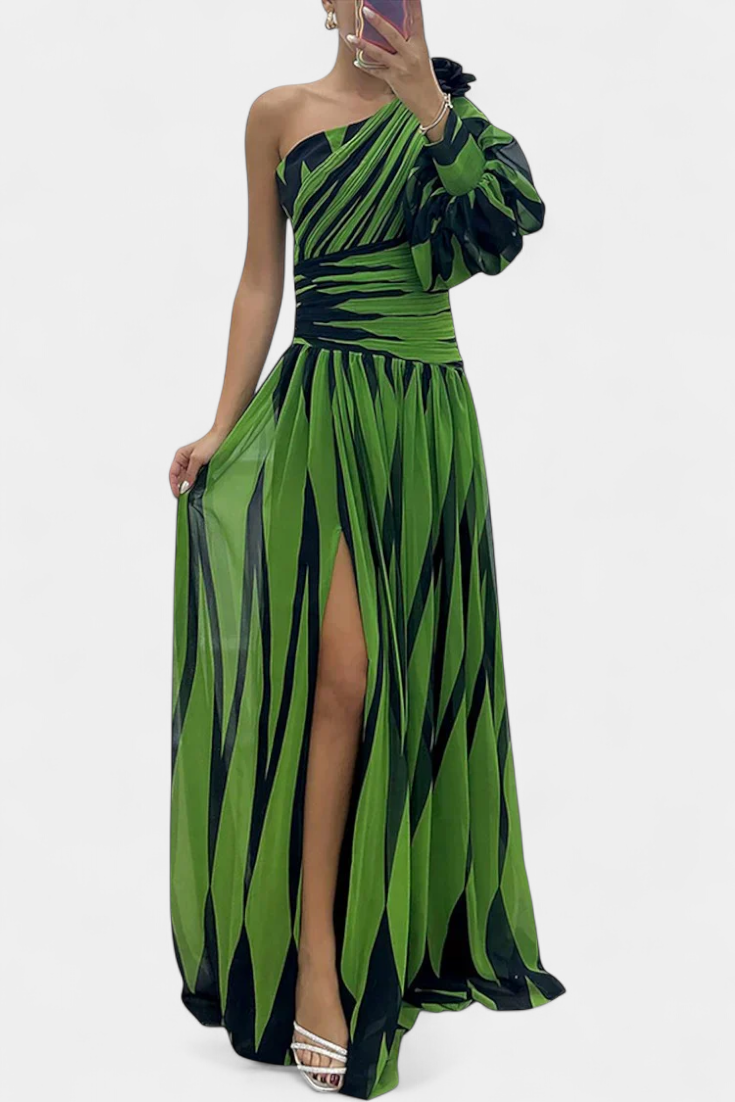 Orlena | One Shoulder Striped Maxi Dress