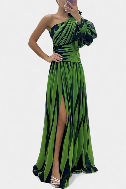Orlena | One Shoulder Striped Maxi Dress