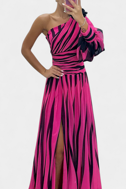 Orlena | One Shoulder Striped Maxi Dress
