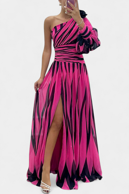 Orlena | One Shoulder Striped Maxi Dress