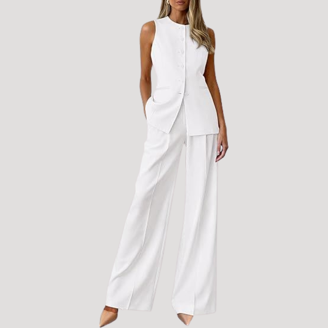 Tailored vest and trouser set, back view