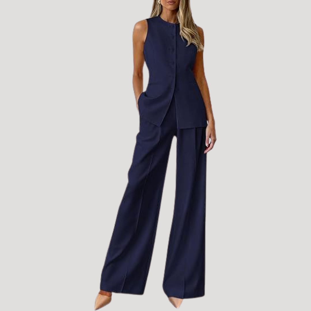 Sleeveless suit set, colour variation