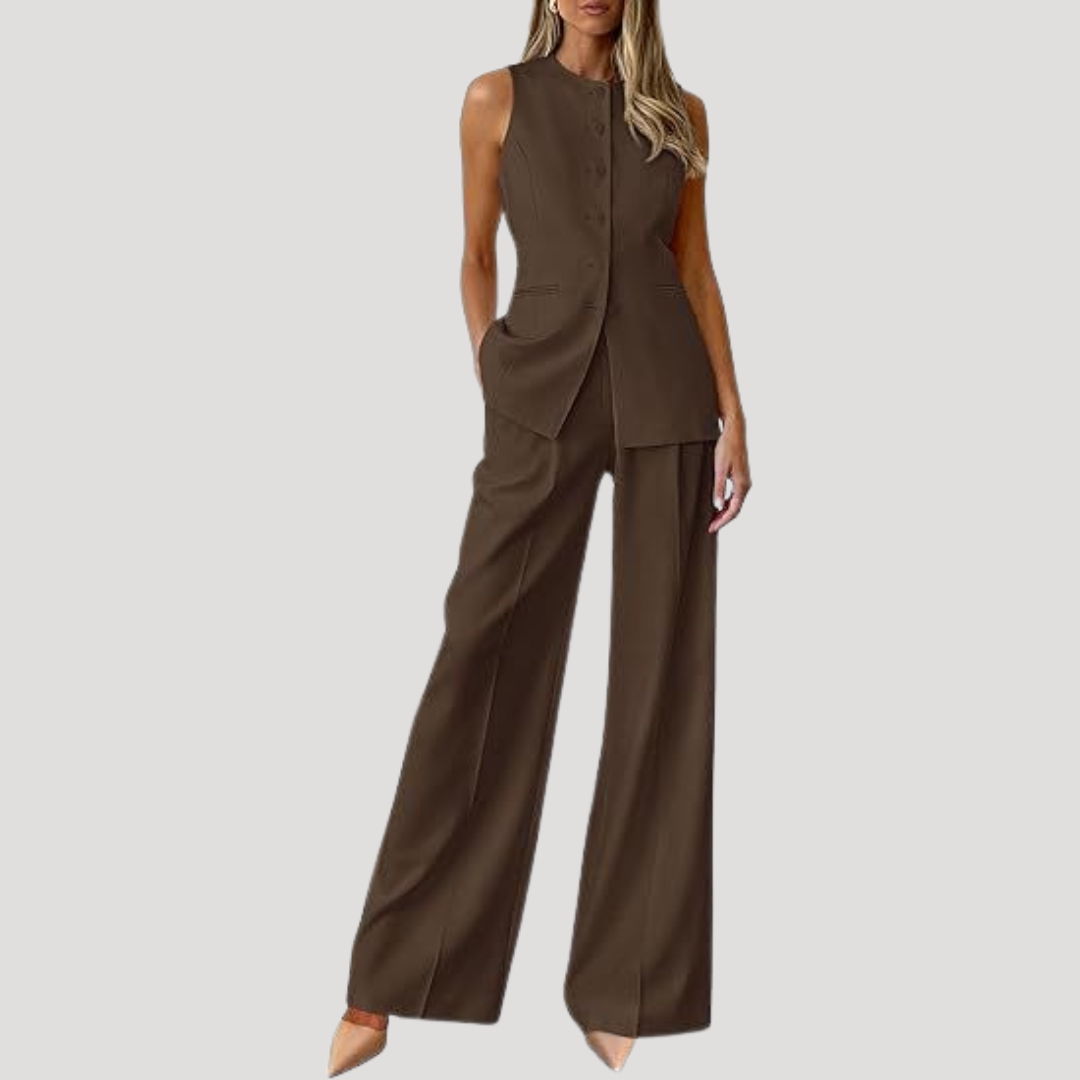 Sleeveless vest and trouser set, styled view