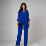 Imelda mother of the bride three-piece set in blue, front view