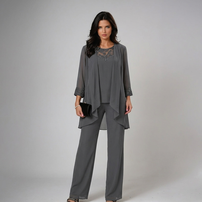 Mother of the bride three-piece set in gray