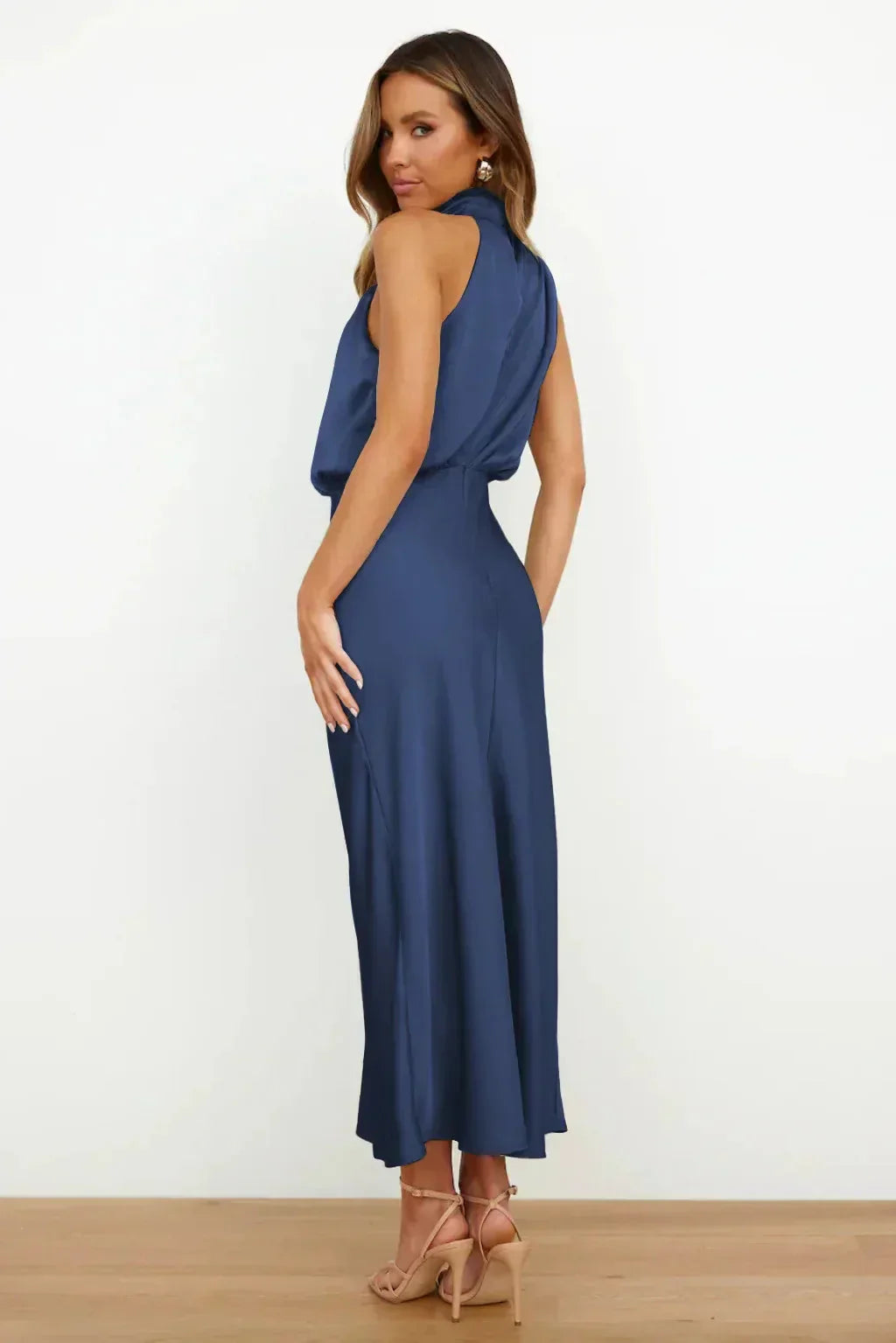 Liliana | Satin Halter Midi Cocktail Dress