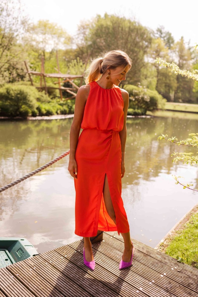 Elaria | Halter Neck Midi Cocktail Dress