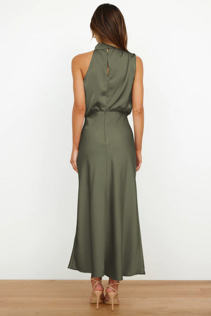 Liliana | Satin Halter Midi Cocktail Dress