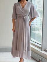 Savina V-neck maxi dress for women
