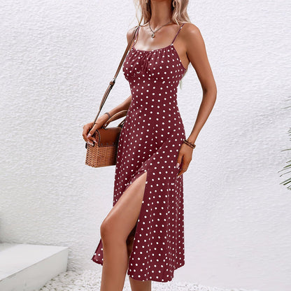 Esmae | Polka Dot Spaghetti Strap Midi Dress