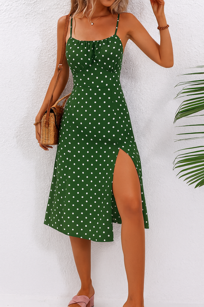 Esmae | Polka Dot Spaghetti Strap Midi Dress