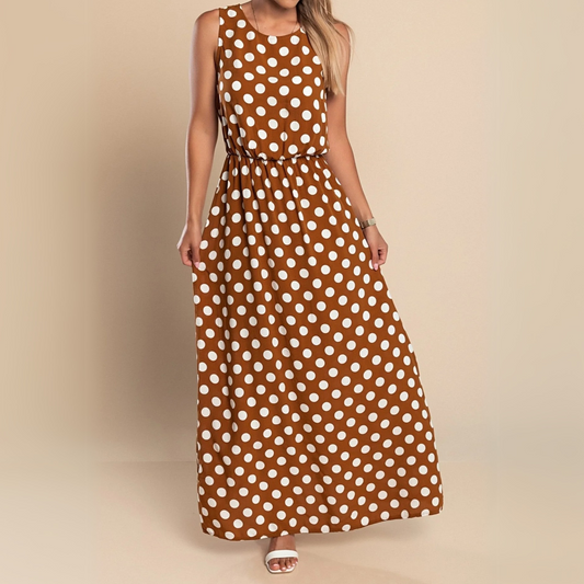 Celestia | Polka Dot Smocked Maxi Dress