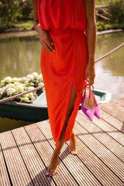 Elaria | Halter Neck Midi Cocktail Dress