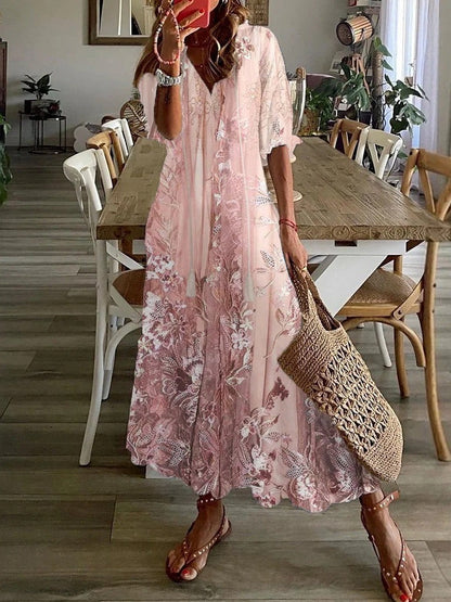Nerissa | Floral V-Neck Summer Maxi Dress