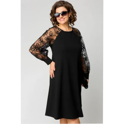 Clarisse | Lace Mesh Midi Cocktail Dress