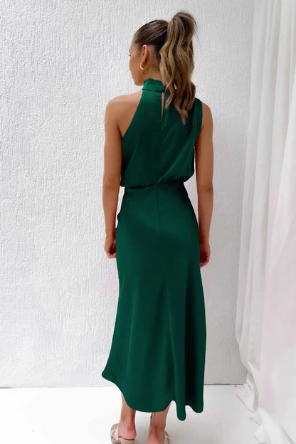 Liliana | Satin Halter Midi Cocktail Dress