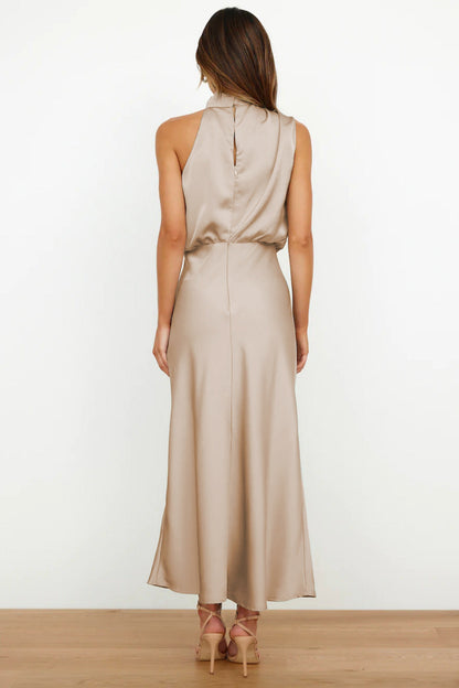 Liliana | Satin Halter Midi Cocktail Dress