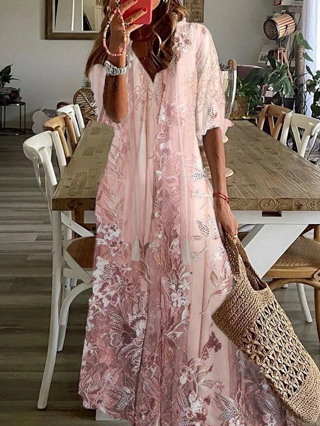 Nerissa | Floral V-Neck Summer Maxi Dress