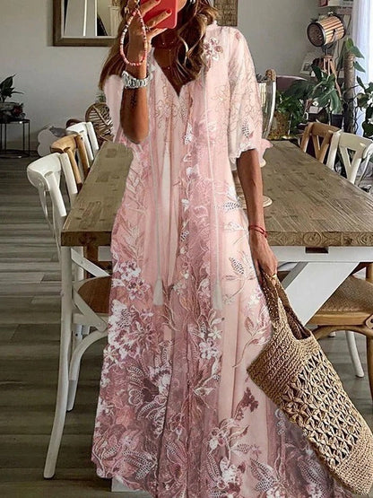 Nerissa | Floral V-Neck Summer Maxi Dress