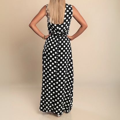 Celestia | Polka Dot Smocked Maxi Dress