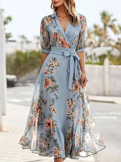 Lorraine | Floral Chiffon Wrap Maxi Wedding Guest Dress