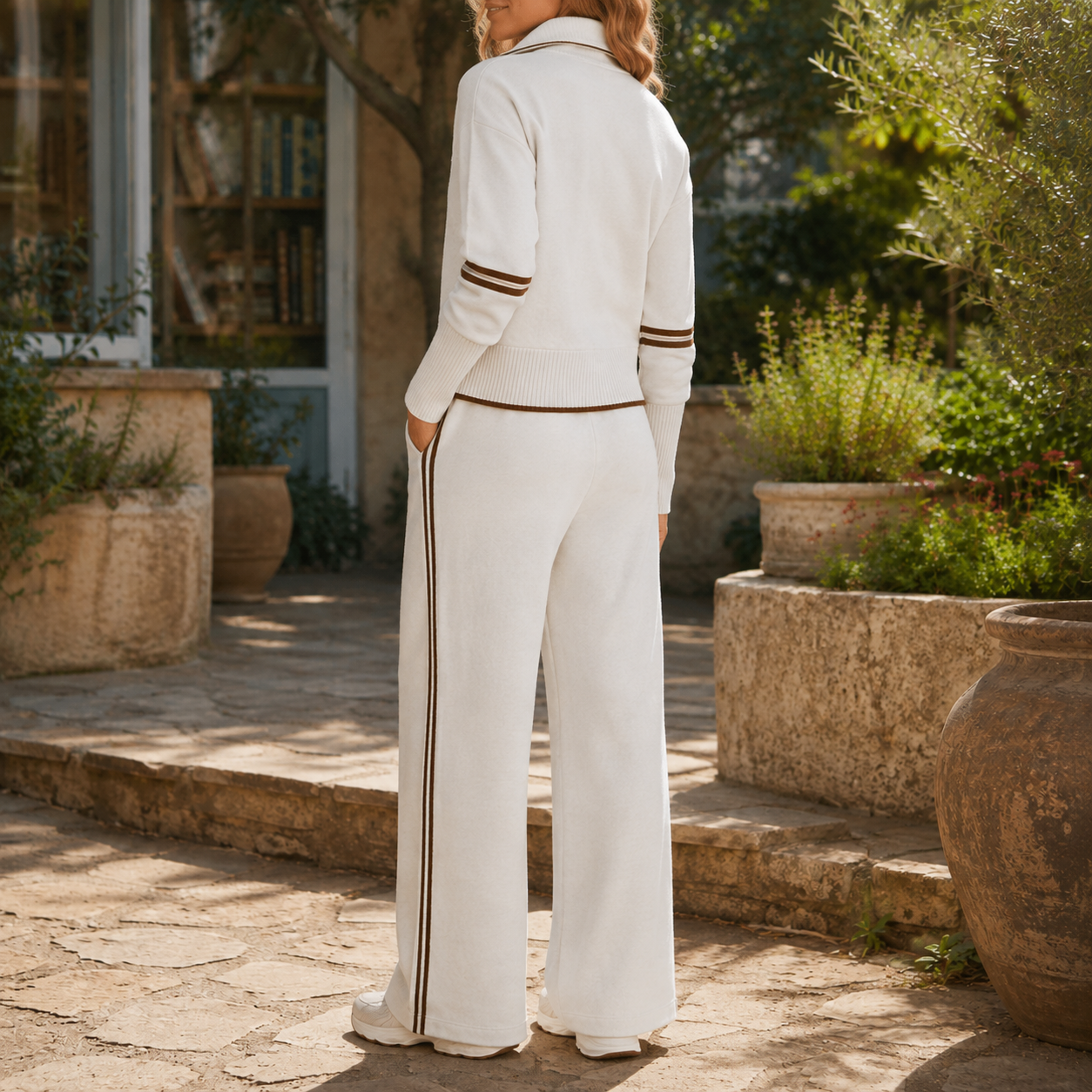 Amelie women's half-zip top and wide-leg trouser set