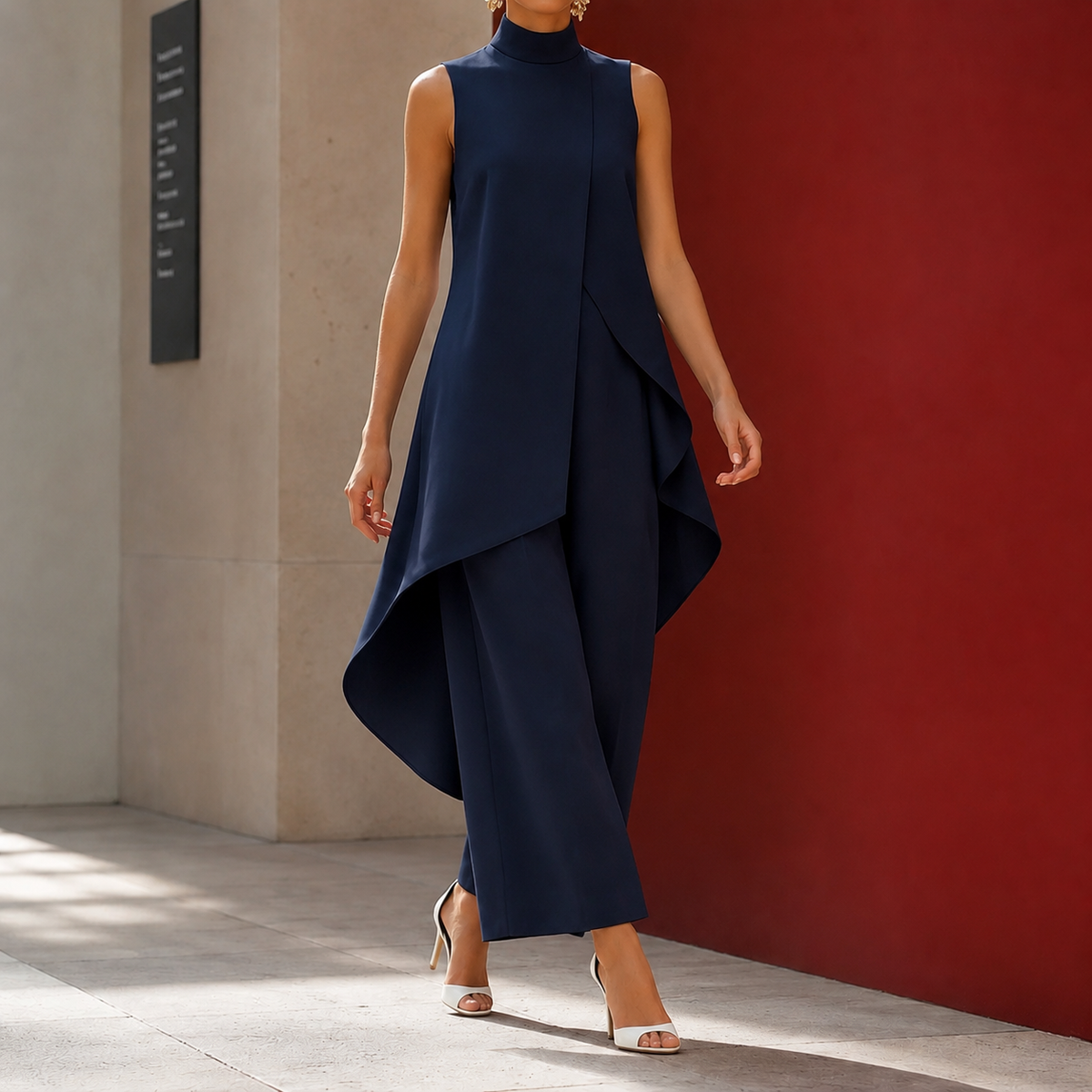 Sonia-Pearl asymmetric tunic and wide-leg pants set view 7