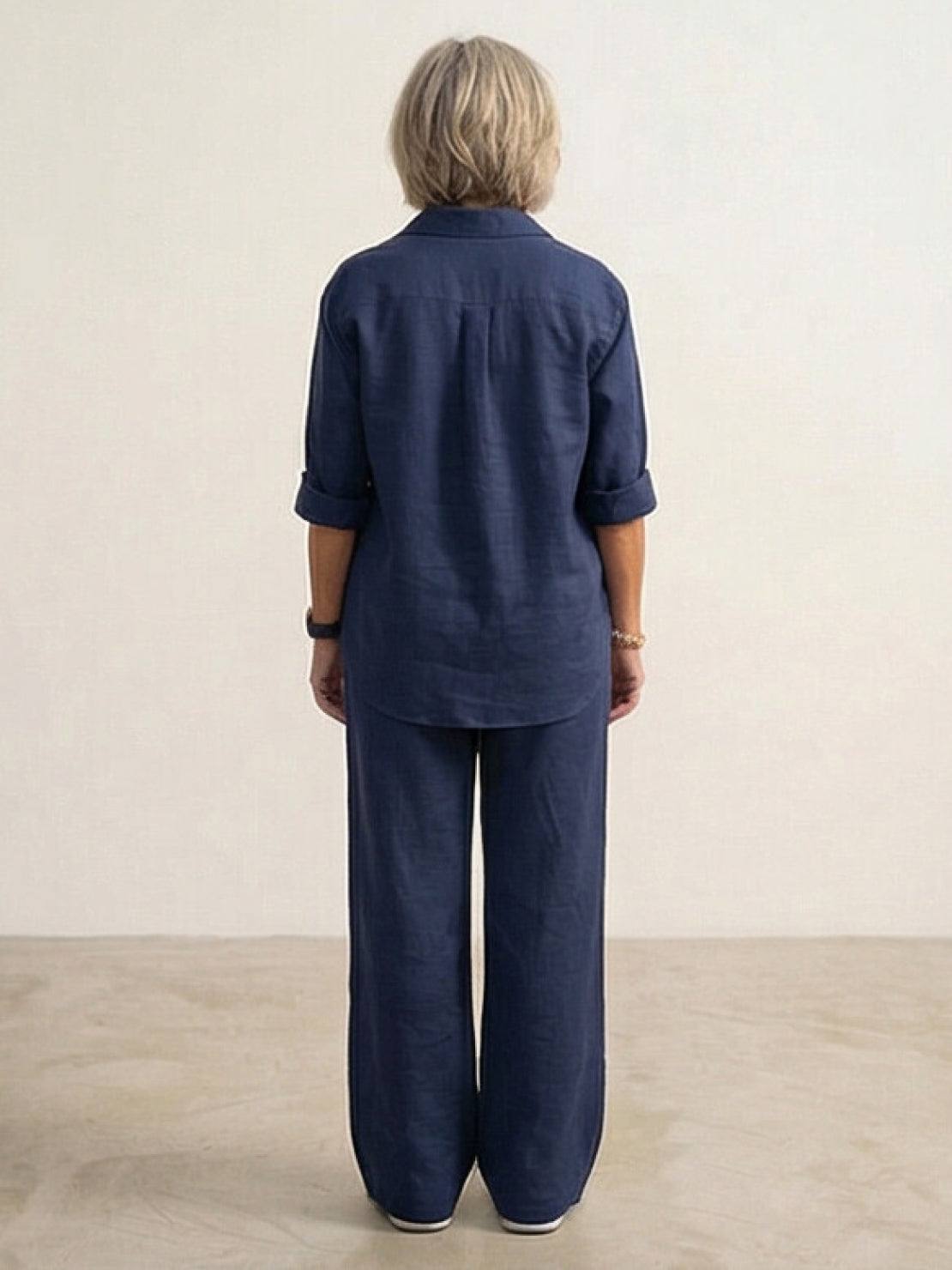 Button-down shirt and wide-leg set, additional view