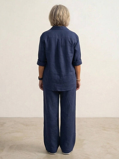Button-down shirt and wide-leg set, additional view