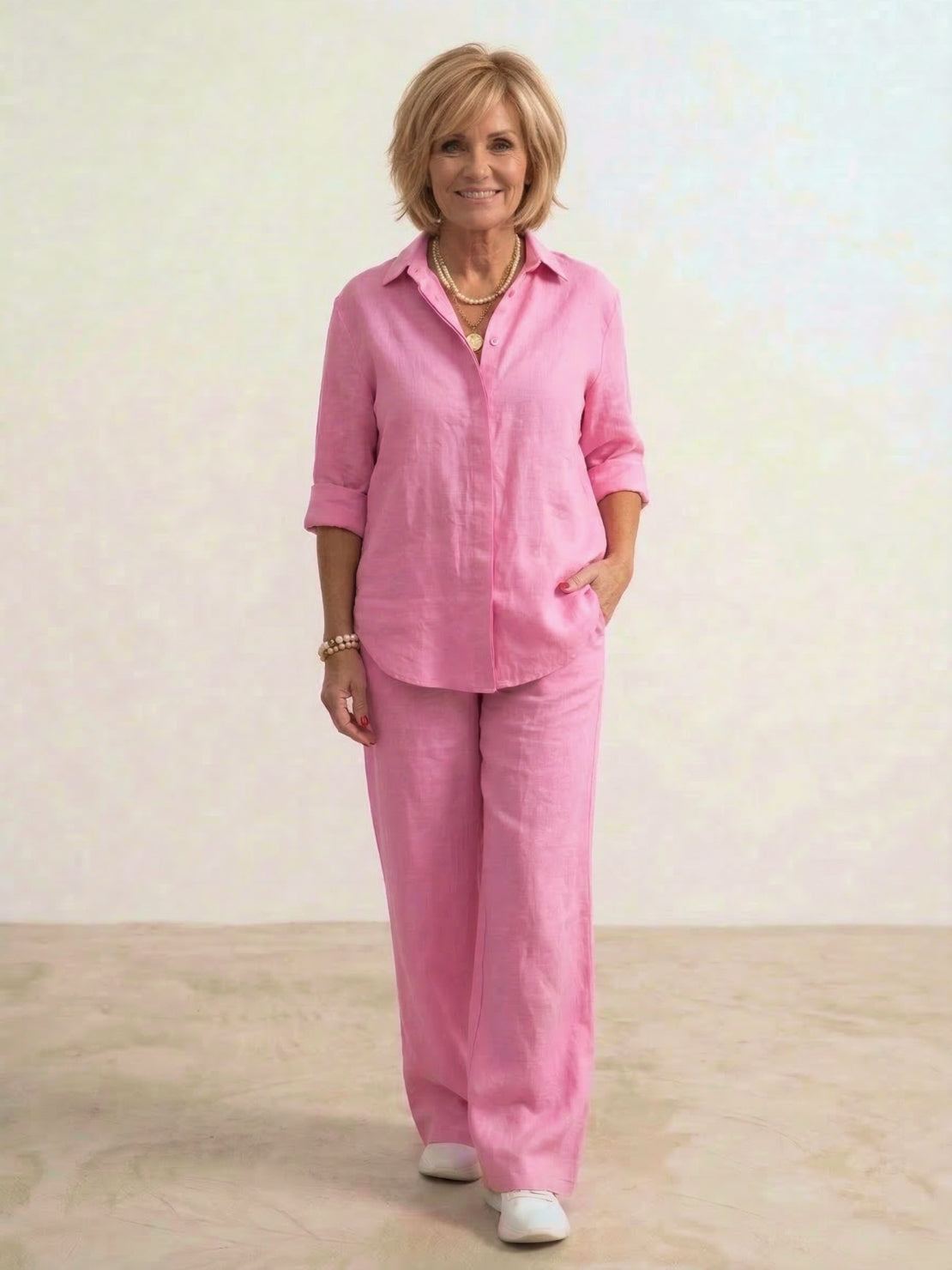Button-down shirt set, colour variation