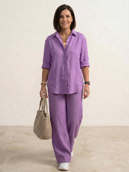Collared shirt and trouser set, styled view