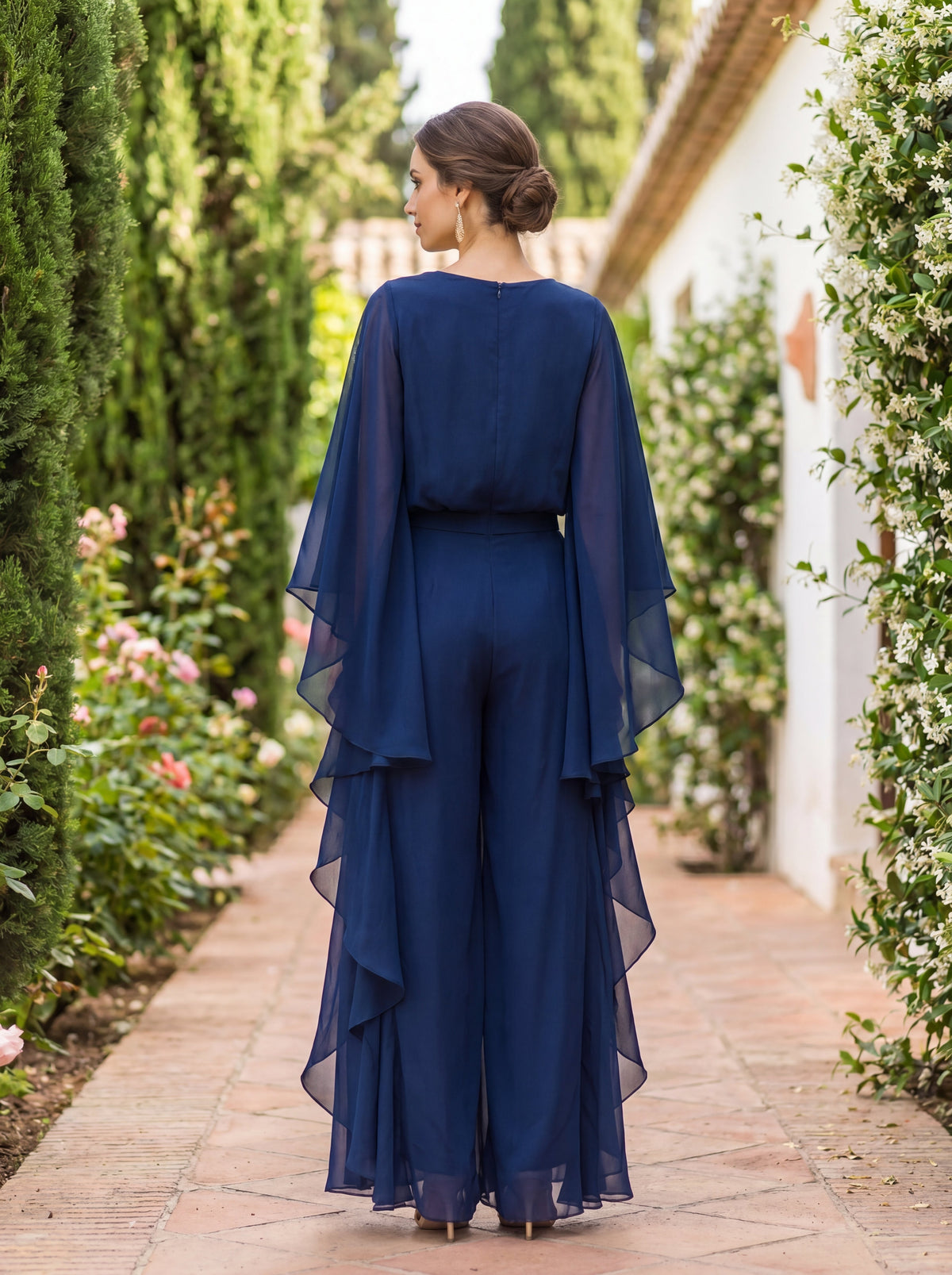 Mother of the bride cape-sleeve set, view 3