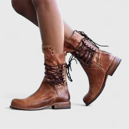 Block-heel lace-up knee-high boots for women view 3