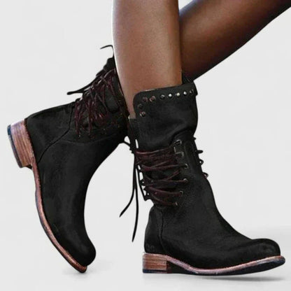 Block-heel lace-up knee-high boots for women view 5
