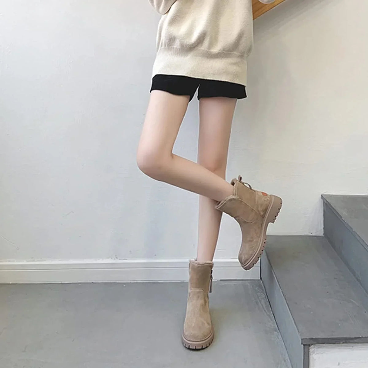 Chunky side-zip ankle boots for women view 6
