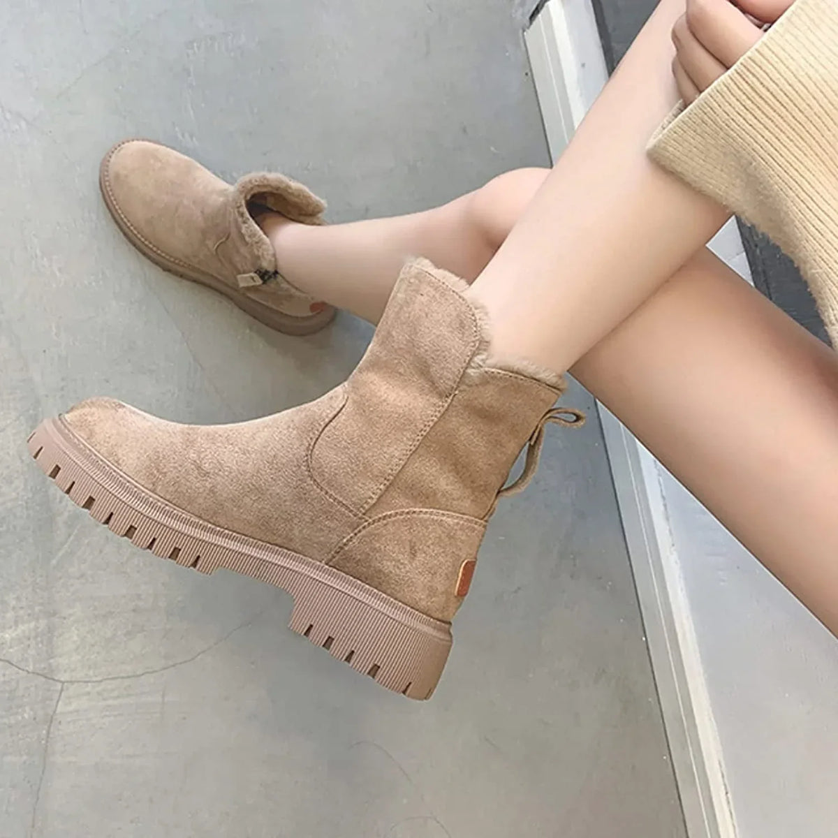 Chunky side-zip ankle boots for women view 7
