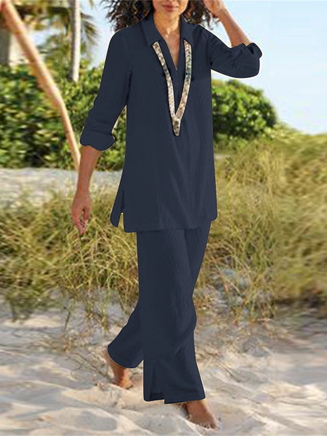 Lounge set showing soft V-neckline