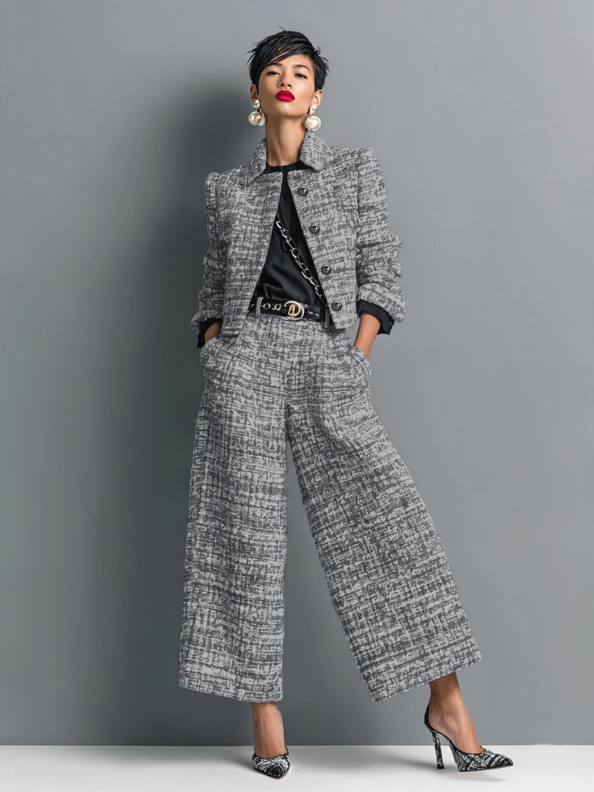 Cropped jacket and trouser set for women