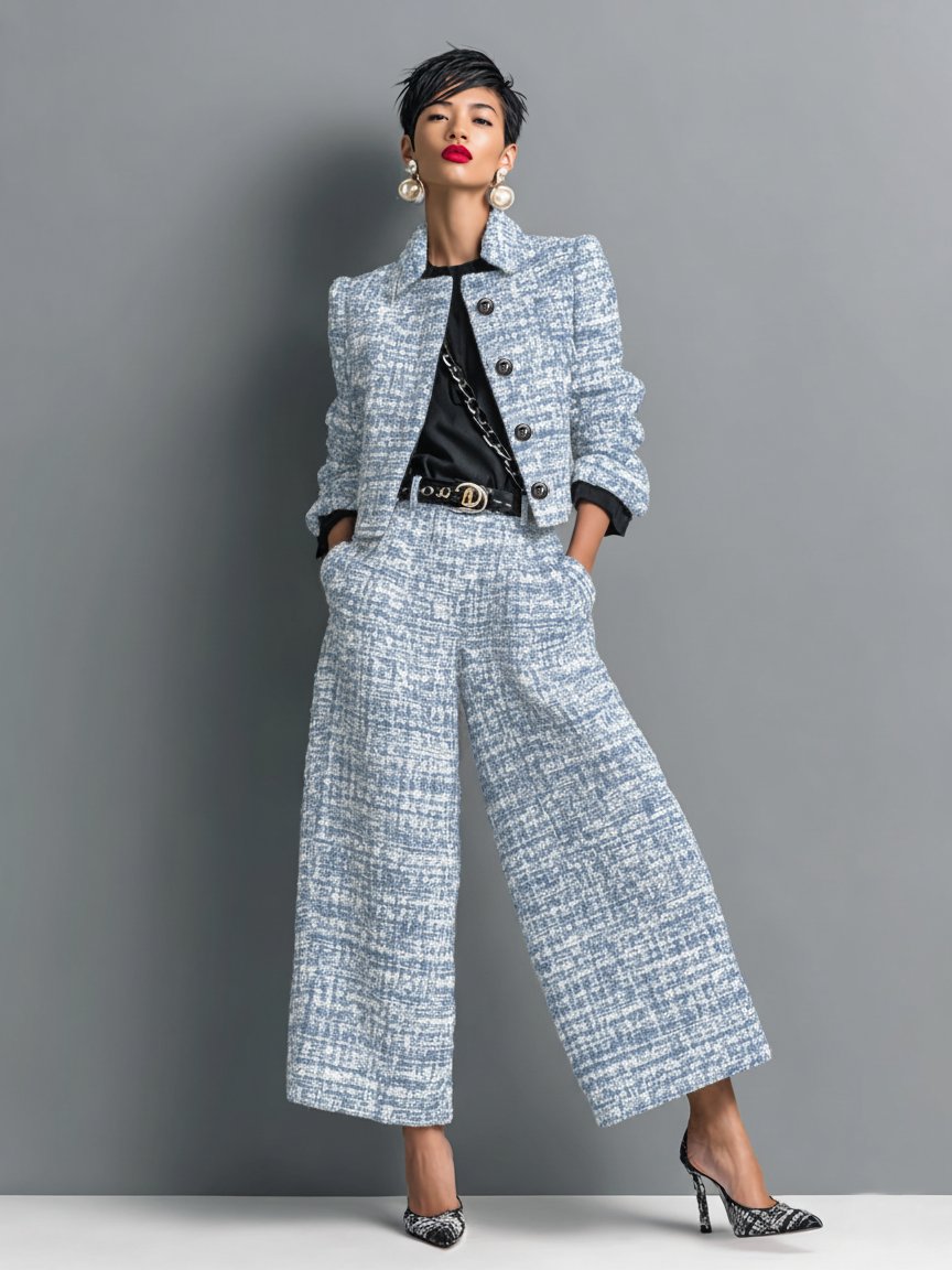 Cropped jacket and trouser set for women view 3